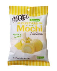 QMOCHI Rýžové Koláčky S Příchutí Custard Banány 120g