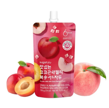 detail SUGARLOLO Konjac Želé S Kokosem Broskev A Švestka 150g