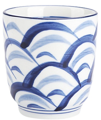 detail GOLDEN TURTLE Japonský Keramický Hrnek Modré Vlny C 7cm 1ks