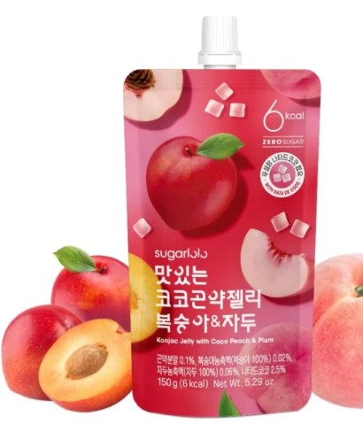 detail SUGARLOLO Konjac Želé S Kokosem Broskev A Švestka 150g