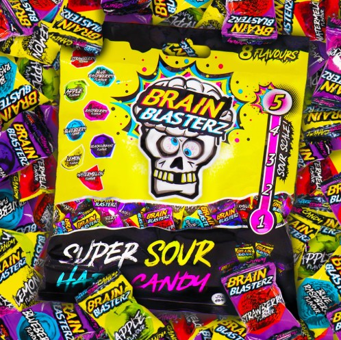 detail BRAIN BLASTERZ Super Sour Hard Candy Level 5 Sour 100g
