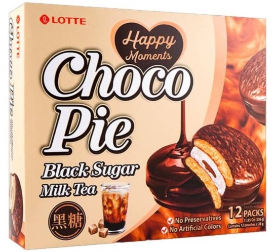 detail LOTTE Chocopie S Příchutí Hnědého Mlečného Čaje 336g (28x12g)