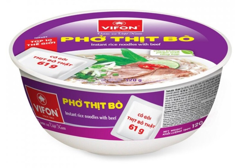 detail VIFON Rýžové Nudle Hovězí Míska 120g