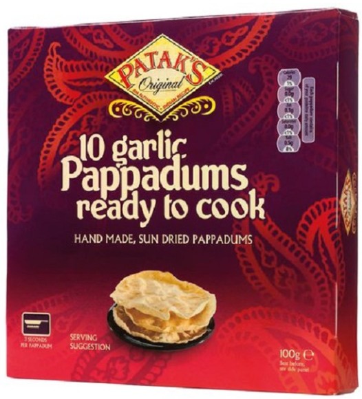 detail PATAKS Papadums Česnekové 100g