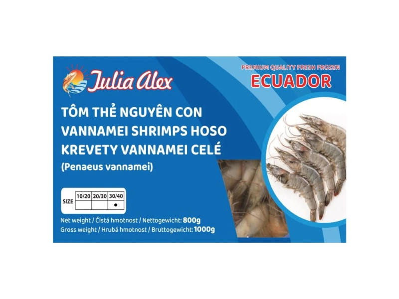 detail JULIA ALEX Krevety Ecuador Vannamei Celé 30/40 HOSO 2kg
