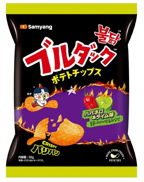 detail SAMYANG Buldak Bramborové Chipsy Hot Chicken Habanero And Lime 55g