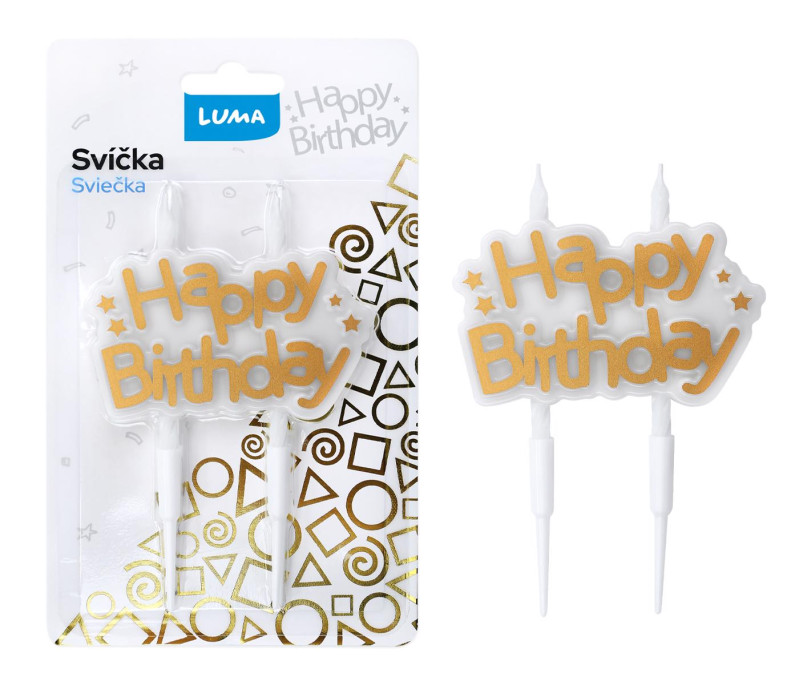 detail LUMA Svíčka Happy Birthday Zlatá