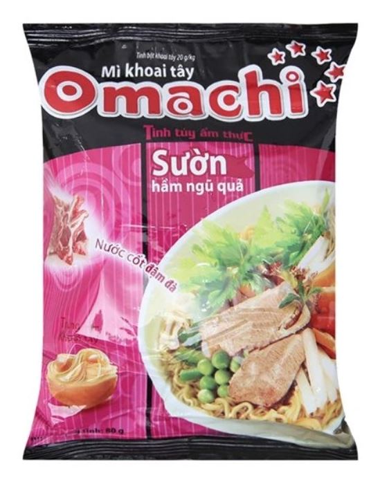 detail OMACHI Instantní Bramborové Nudle S Příchutí Vepřových Žeber 79g