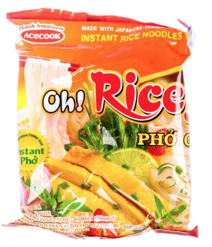 detail OH! RICEY Instantní Rýžové Široké Nudle S Příchutí Kuřecí 63g