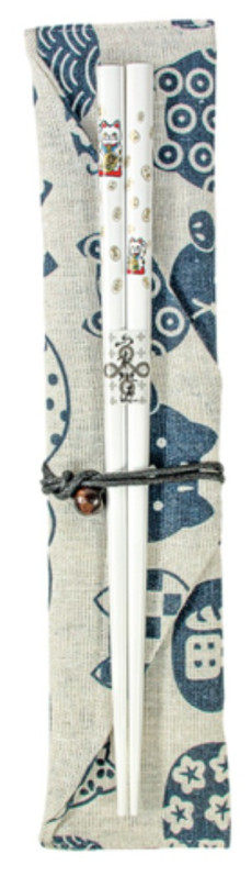 detail GOLDEN TURTLE Hůlky A Látkový Sáček (Bílé) E 1ks