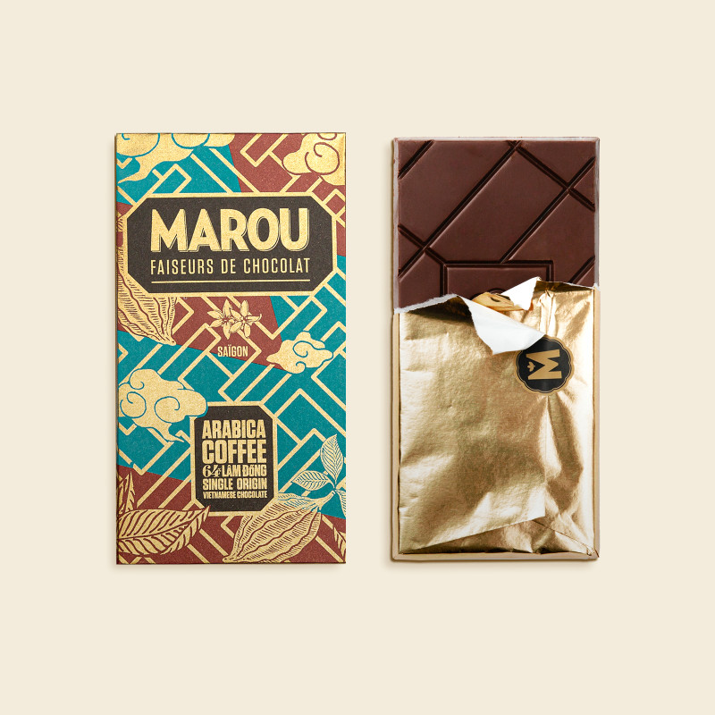 detail MAROU Čokoládová Tyčinka Z Arabica Kávy LAM DONG 64% 80g