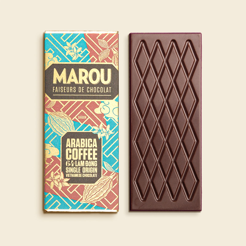 detail MAROU Mini Čokoládová Tyčinka Z Arabica Kávy LAM DONG 64% 24g